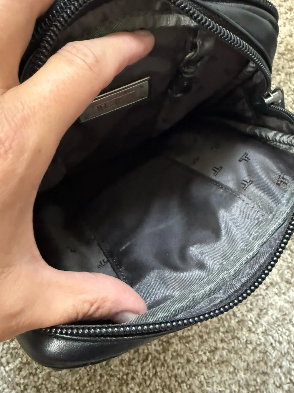 TUMI Leather Crossbody Bag - Black